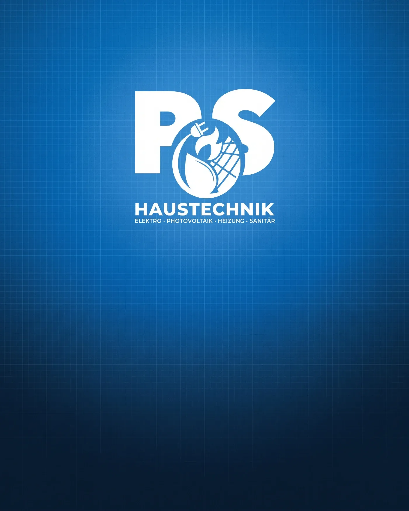 PS Haustechnik Logo auf blauem Markenhintergrund