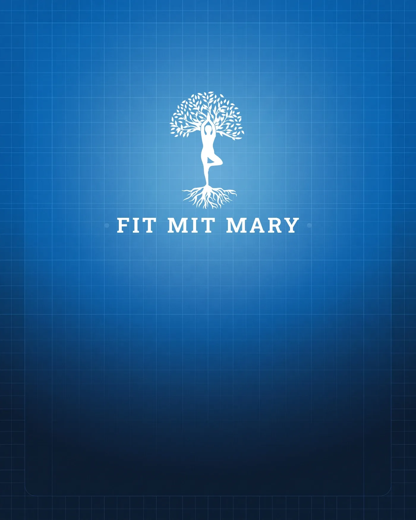 Fit mit Mary Logo auf dunklem Markenhintergrund